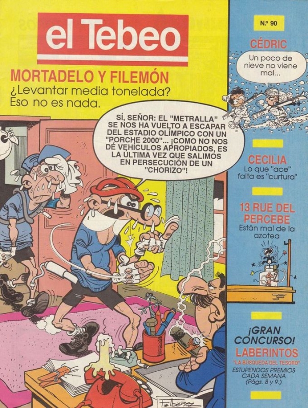 zZ VENDIDO COMIC EL TEBEO Nº 90 MORTADELO Y FILEMON, CEDRIC, 13 RUE DEL PERCEBE, ETC.  VENDIDO